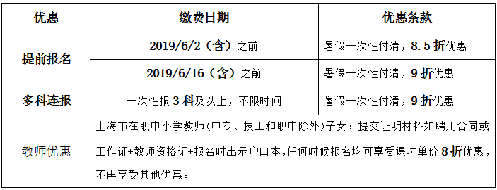 2019年恒高暑假優(yōu)惠標(biāo)準(zhǔn)